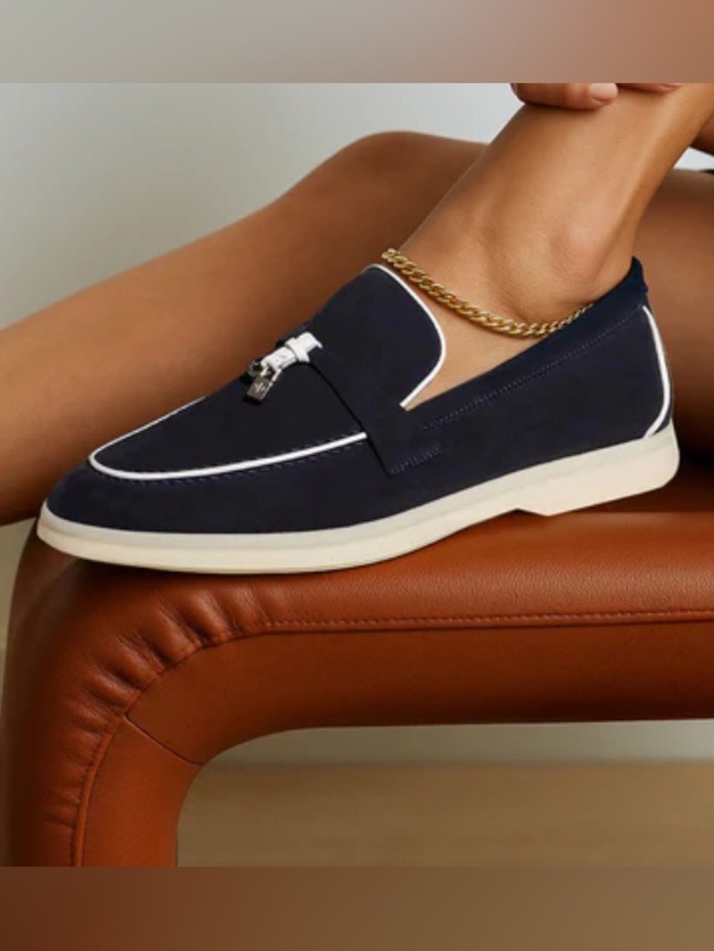 Loro Piana Summer Walk Navy Suede Unisex Loafers
